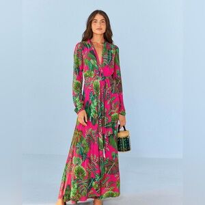 NWT Farm Rio Pink Leaves Maxi Dress  Small
